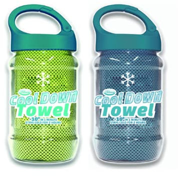 Cool Down Towel – Grün/Blau - Kühltuch 2er Set - Kühlendes Handtuch für Wandern, Laufen, Tennis, Reisen, Fitness & Yoga - Kühltücher Hals - Handtuch kühlend - Airflip Cooling Towel