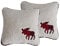 DAWEIMOP Gireshome Set mit 2 Stück Promotion Chunky Sherpa mit karierten Elch-Applikationen, Sofakissenbezug, 45,7 x 45,7 cm, 45 x 45 cm