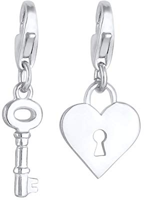 Nenalina Herz Schloss Karabiner Charm Anhänger für Bettelarmband aus 925 Sterling Silber 0408992420