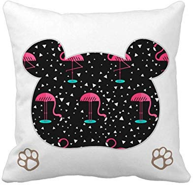 Fenicottero modello rosa orso nero copertura quadrata cuscino