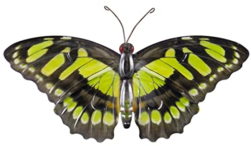 CIM Metall Wand-Deko - Schmetterling Grüner Tigerfalter - 35cm x 20cm - tierische 3D Wandbilder - Wandschmuck inkl. praktischer Wandbefestigung - Lebhafte Wandskulptur