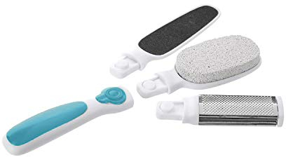vendify® 3er Pediküre-Set Hornhauthobel Hornhautentferner, mehrere Aufsätze, Hornhaut Raspel, Entferner harte Haut, Fussfeile Hilfsmittel, Bimsstein fein und grob (Blau)