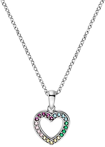 Prinzessin Lillifee Kette mit Anhänger 925 Sterling Silber Mädchen Kinder Halsschmuck, mit Zirkonia synth., 35+3 cm, Silber, Herz, Kommt in Schmuck Geschenk Box, 2031167