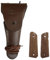 Warcraft Exports US WW2 .45 Dark Brown Hip M1911 Colt Pistol Leather Hip Holster mit M1911 / 1911 .45 Walnut Wood Pistolengriffen - Reproduktion (Combo)