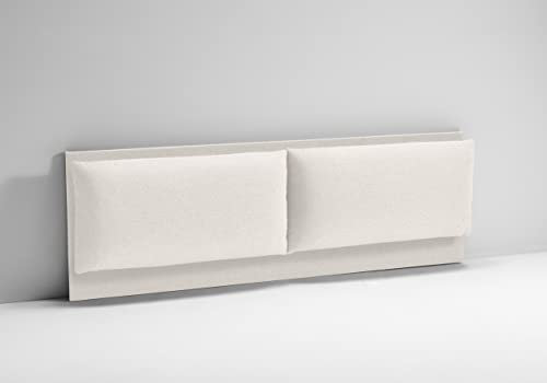 EVERGREENWEB - Testiera Letto Matrimoniale Imbottita Bianco Crema, Elegante Testata Letto a Doppio Cuscino da Parete in Tessuto Liscio Antimacchia, Incluso Kit di Montaggio GRATIS, Interno Puro Legno
