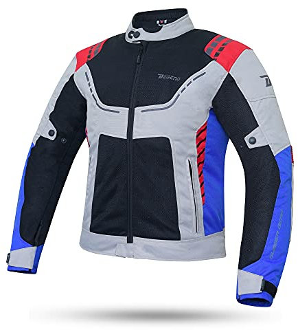 DEGEND BREEZE MAN | Chaqueta Moto para Verano con Protectores PU + Forro Impermeable Desmontable y Flujo de Viento | Homologado Europeo - Multicolor, L
