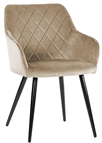 exitodesign Polsterstuhl Milton - Gepolsterter Stuhl - Esszimmerstühle - Bürostuhl - Stuhl Küche Wohnzimmer - Bequem Praktisch - Haltbares Material - Zimmer Deko Wohnzimmer - 54,5x59x83 cm - Beige