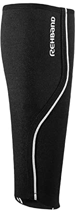 Rehband QD Schienbein-& Wadenbandage, Größe XS/S/M/L/XL - 3 mm Neoprenbandage für Laufen, Klettern & Handball, passgenauer Schienbeinschutz, entlastet und bietet Kompression, Farbe:Schwarz, Größe:XL