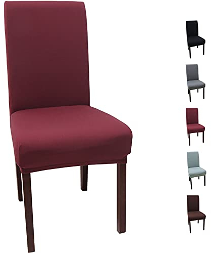 YUNSHANGHE Universal Stretch Stuhlhussen 4er Set, Abnehmbare Elastische Moderne Beschützer Stuhlbezug, Esszimmer überzug Bi-Elastic Spannbezug, Stuhlüberzüge für Bankett Hochzeit Partys Deko (Rot)