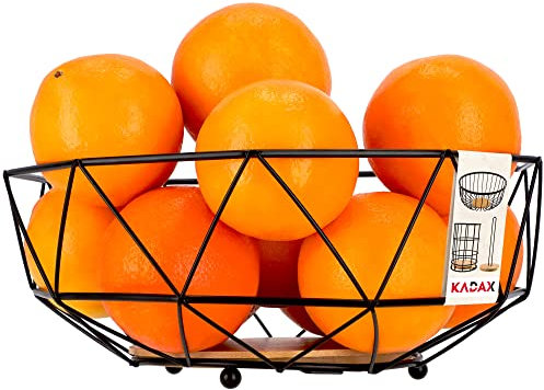 KADAX Obstkorb aus Metall pulverbeschichtet, Obstschale, dekorativer Drahtkorb, moderner Metallkorb für Obst, Gemüse, Snacks, Zeitung, Bad, Snack-Korb, Design, Fruchtkorb (Schwarz, 27cm, Dreieck)