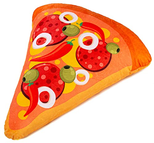 Ferocity Samt Kissen für das Kinderzimmer 40 cm Groß; Deko für Kinder Motiv Bunte Pizza [091]