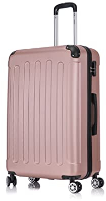 Flexot® Flex-2045 Koffer (16 Farben zur Auswahl) Zwillingsrollen Reisekoffer Trolley Hartschale (XL, Rose-Gold)