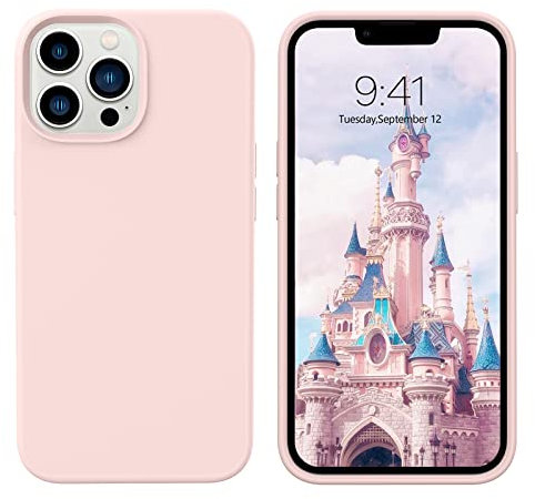 DUEDUE Silicone for iPhone 13 Pro Max Case, Ultra Slim Fit Liquid Silicone Gel Cover with Full Body Protection, Anti-Scratch Shockproof Silicone Case for iPhone 13 Pro Max 6.7, Light Pink
