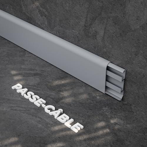 Plinthe passe-câbles PVC gris - 80mm - 1m