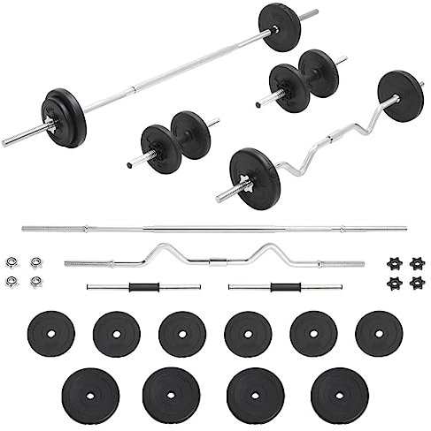 vidaXL Langhantel Kurzhantel Set Hantelset Hantelstange Langhantelstange Dumbbell Hantelscheiben Hantel Krafttraining Gewichtsscheibe 30kg