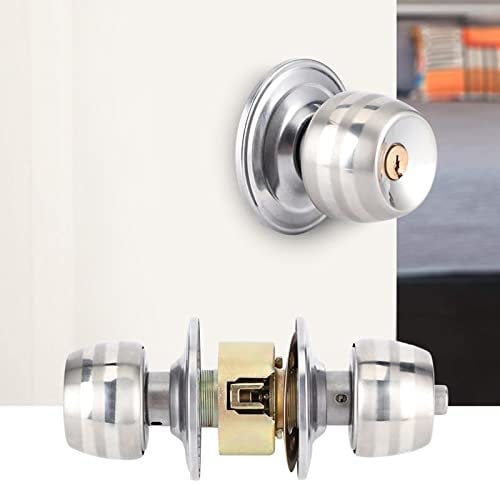 Stainless Steel Door Lock, Silent and Quiet Household Door Knob with Key, Security Round Knob Door Locks Set for Home, Door Hardware, Furniture Hardware, Office