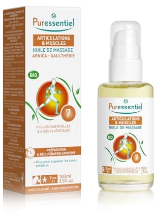 Puressentiel BIO Massageöl Muskelanstrengung mit Arnika & Wintergrün 100 ml | Sportöl für Vorbereitung & sportliche Erholung. 11 Pflanzenöle mit ätherischen Ölen. Ab 7 Jahren.