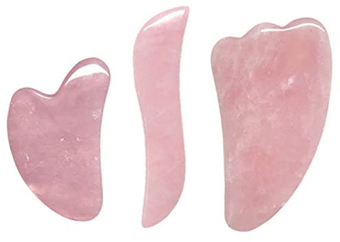 9 Stück Rosenquarz Gouache Schaber Gua Sha Massagewerkzeug Gua Sha Naturstein Naturjade,NR.15