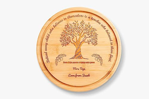 Personalised Teacher Gift, Round Chopping Board, Teaching Assistant Gift (25cm)