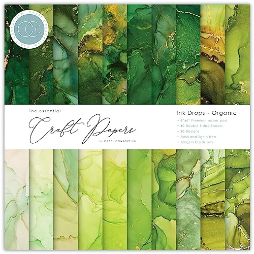 Craft Consortium Double-Sided Paper Pad 6X6 40/Pkg-Ink Drops - Organic, 20 Designs