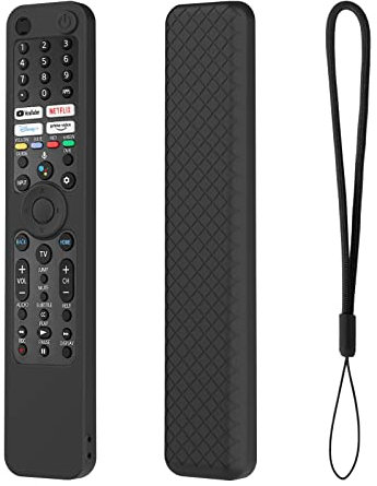 Funda Protectora de Silicona para Mando a Distancia de TV para Sony RMF TX600 TX621 TX520,Smart Television Controller Funda Protectora Skin Holder,con cordón (Negro)