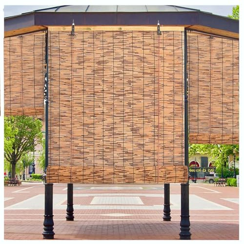 Store Bambou Extérieur Rétro de Carbonisation, Rideau de Roseau Enrouleur, Cloison D'intimité Personnalisable pour Jardin/Fenêtre, 50x100cm/19.7x39.3in(WxH)