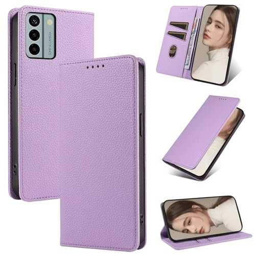 Beajew Handyhülle für Nokia G22 Hülle, Premium Leder Klapphülle [RFID Kartenschlitzen][Magnetverschluss][Standfunktion] kompatibel mit Nokia G22, Lila
