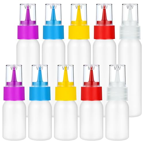 suoundey 10pcs Squeeze Writer Bottles 30ml/60ml Plastic Icing Bottles Small Easy Squeeze Bottle 1 And 2 Ounce For Cakes Cookie Decorating, Food Coloring, Food DIY & Ice Cream Decoration