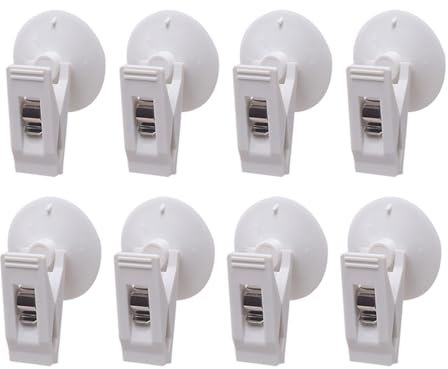 Confezione da 4/8 clip a ventosa, colore bianco, impermeabili, per tenda da doccia, multifunzione, per bagno, supporto a ventosa