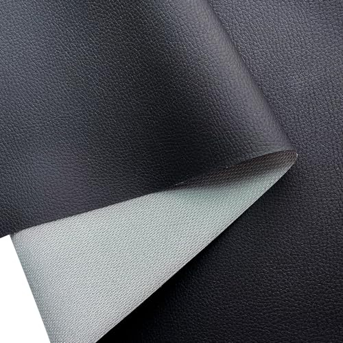 XHT Tissu en cuir synthétique de qualité supérieure au mètre, imperméable, couture, réparation, noir, 200 x 160 cm