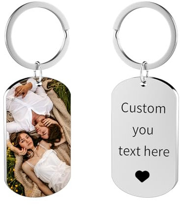 Customaster Porte-Clés Personnalisé Avec Photo Double Face - Cadeaux Pour Hommes, Femmes Et Membres De La Famille