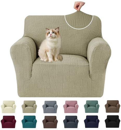 Ystyle Stretch Couchüberzüge 1 Sitzer Mit Armlehne, Khaki | Sessel Überzug Antirutsch, Universal Sofa Cover, Durable Waschbar Couch Bezug, Kratzfester Sofahusse Für Haustiere