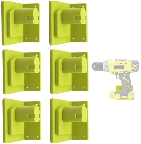 6 Stück Wandhalterung Werkzeughalter Kompatibel mit Ryobi 18V Akku Werkzeug, Dock Halter Lagerregal Organizer Aufhänger mit Schrauben