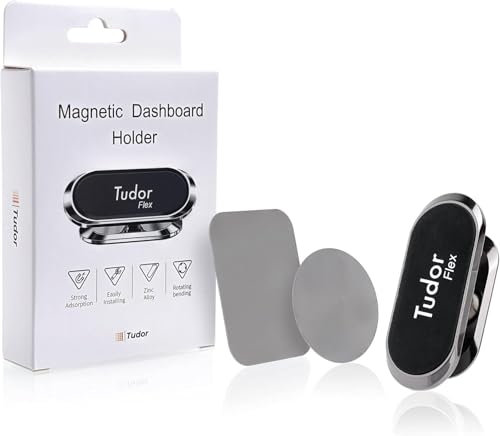 Super Poweful Phone Holder Magnetic Dashboard, Sticks in Car or Van, Strong Universal Holder, 360 Rotatable Cradle Tilts, FREE Large Metal Plates, Glue Pad, For Apple iPhone Pro Max, Samsung, One Plus
