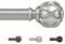 KAMANINA Curtain Poles for Eyelet Curtains 80 to 292 cm, Adjustable Antique Silver Curtain Pole with Brackets, 22 mm Diameter Single Curtain Rod with Netted Texture Finials
