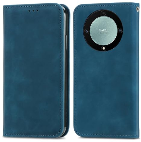 Cracedily Cover per Honor Magic5 Lite Case, Custodia Cover Pelle Premium Portafoglio con Porta Carte Magnetica Supporto Protezione Flip Case Custodia per Honor Magic 5 Lite, Blu-verde