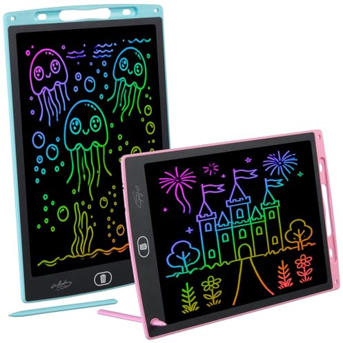 infactory LCD Writing Tablet: LCD-Schreibtafel-Set mit 30 cm/12, Stift, Multicolor, rosa und blau (Bunte LED-Schreibtafeln, Kinder Zeichentafel, Tafel)