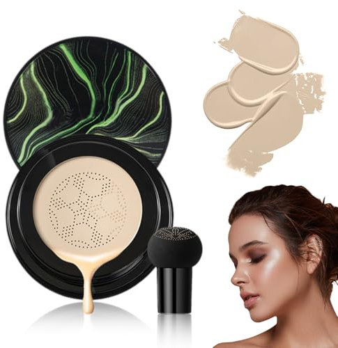Beauty Cream, 2025 New Mushroom Head CC Cream Foundation volle Deckkraft Grundierung und Pilz Luftkissen CC Creme für makelloses Make up, gleichmäßiger Hautton (#Weiß, 2PCS)