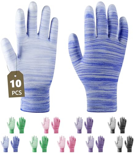 Ainiv 10 Paar Gartenhandschuhe für Damen | Latex-Beschichtete Gartenhandschuhe, Atmungsaktiv, Schutzhandschuhe Arbeitshandschuhe Passend für die Meisten