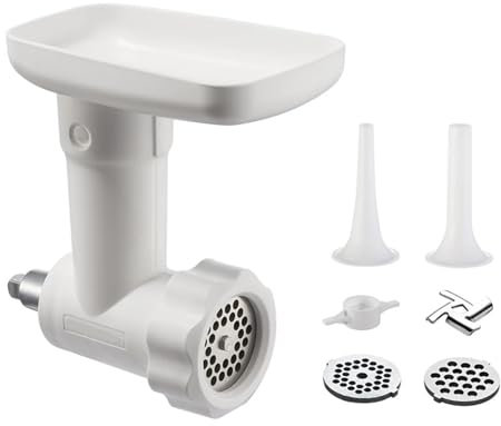 FHAJKTJB Accessorio for tritacarne, i Robot da Cucina Compatibile con Kitchenaid, Come Accessorio for tritacarne, compresi Tubi for insaccare Le Salsicce(White)
