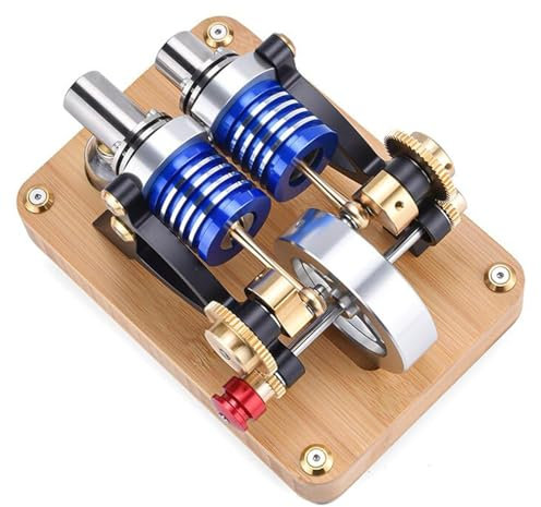 Stirlingmotor Bausatz, Heißluft Sterling Engine Motor Bausatz, Externe Verbrennung Stirlingmotor Engine Kit, Modellbausatz Motor Bausatz Zweizylinder-Zweikolben-Heißluft Sterling Motoren
