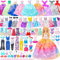 Ensemble cadeau de 52 vêtements de poupée pour poupée et Barbie de 29,2 cm : 2 robes de mariée, 6 robes tendance, 2 tenues décontractées, 2 maillots de bain, 10 paires de chaussures, 10 accessoires de