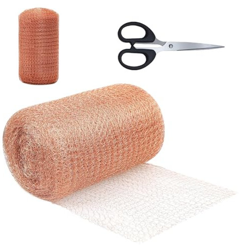 JFMANMSDS Copper Mesh UK, Double Layer Knit Copper Wire Mesh, 12.7cm/5in x 6m/20 Feet FineWire Mesh Roll Anti Slug Snail Copper Mesh, Copper Wire for Slug, Metal Copper Tape for Plants Slug Control