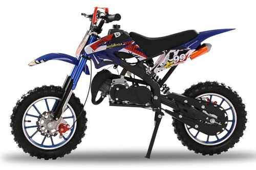 Sinuyie 49cc Dirt Bike für Erwachsene & Kinder, gasbetriebenes Mini-Trail-Bike, 2-Takt-Geländemotorrad mit 40 km/h Geschwindigkeit, Bergaufstieg, leichter Aluminiumrahmen, Scheibenbremse hinten und