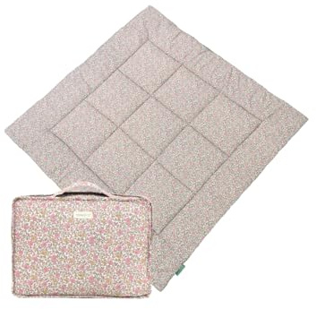 Molis&Co - Krabbeldecke 100x100x5 cm - 100% Baumwolle (OEKO-TEX) - Multifunktionale Spielmatte, Dick & Weich Gepolstert - Ideal als Babydecke & Spieldecke - Peony