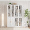 VOWNER Bibliothèque avec Portes en Verre, Étagère à 5 Niveaux avec Tablette Réglable, Ensemble de Vitrine de Rangement Moderne pour Bureau, Salon, Blanc(AC)