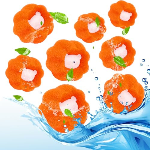 Tierhaarentferner Waschmaschine, 8er-Packtierhaare Waschmaschine, Wiederverwendbare Fusselbälle Waschmaschine, Flusenfilter zum Entfernen von Tierhaaren, Hundehaaren, Katzenhaaren. (Orange)