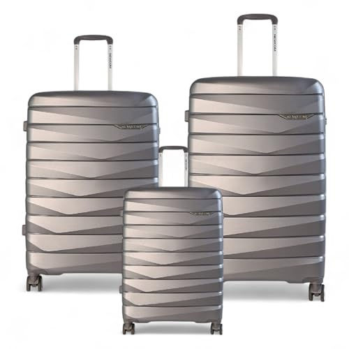 Infinity 3 Piece Luggage Sets Hard Shell Lightweight Polypropylene Travel Cabin Case Holiday Suitcase Bags (3 Pcs Set Including Cabin,M,L)