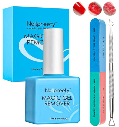 15ml Nagellackentferner,Gelnägel Entferner Kit mit Nagelfeile,Gelnägel Entferner Remover,Nail Polish Remover,Schnellwirkender Gellackentferner in 3-5 Minuten für Nägel