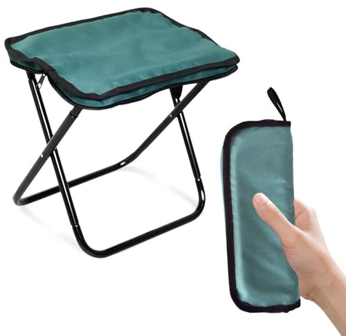 Alyxen Faltbarer Campinghocker, Klapphocker Tragbar, Leichter Outdoor-Hocker mit Tragetasche, Belastbar bis 120 kg, Kleiner Tragbarer Klapphocker für Wandern Angeln Garten Strand Reisen (Grün)